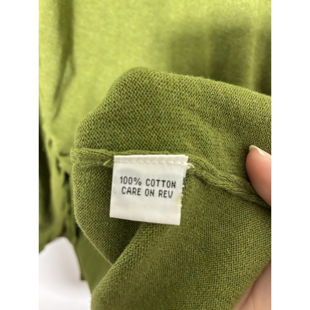 Bryn Walker Tinic Tank Top Sz Large Green 100% Cotton Cinched Front - Picture 4 of 9